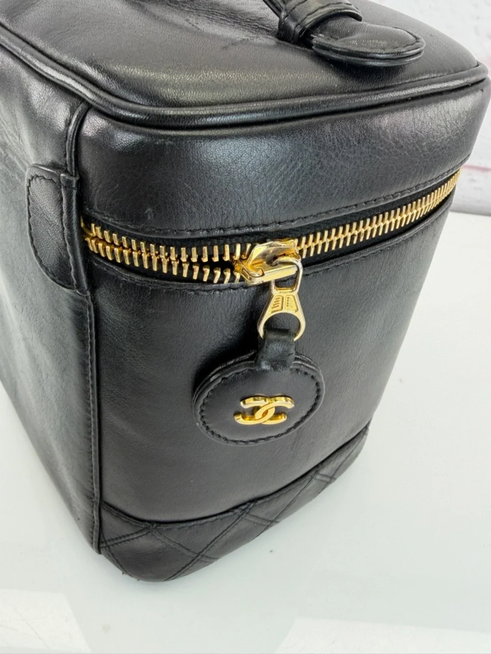 Chanel Lambskin Vanity Cosmetic Bag Black